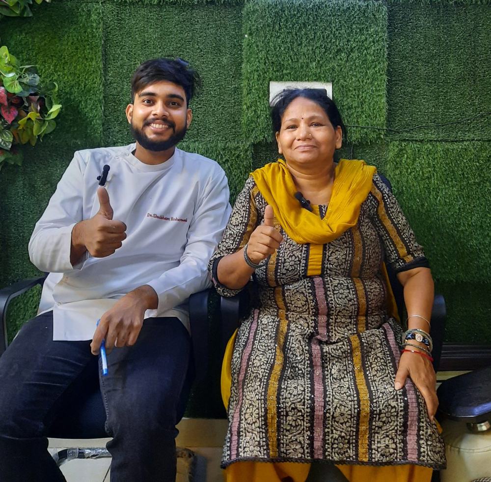 Dr Shubham Bisherwal with a happy patient at Vital Dental Care