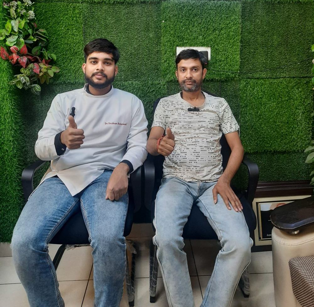Dr Shubham Bisherwal with a happy patient at Vital Dental Care