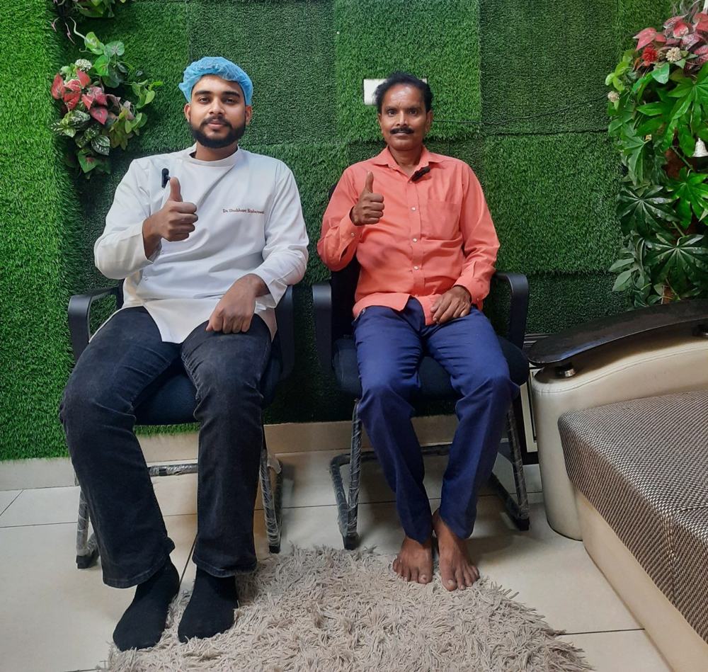 Dr Shubham Bisherwal with a happy patient at Vital Dental Care